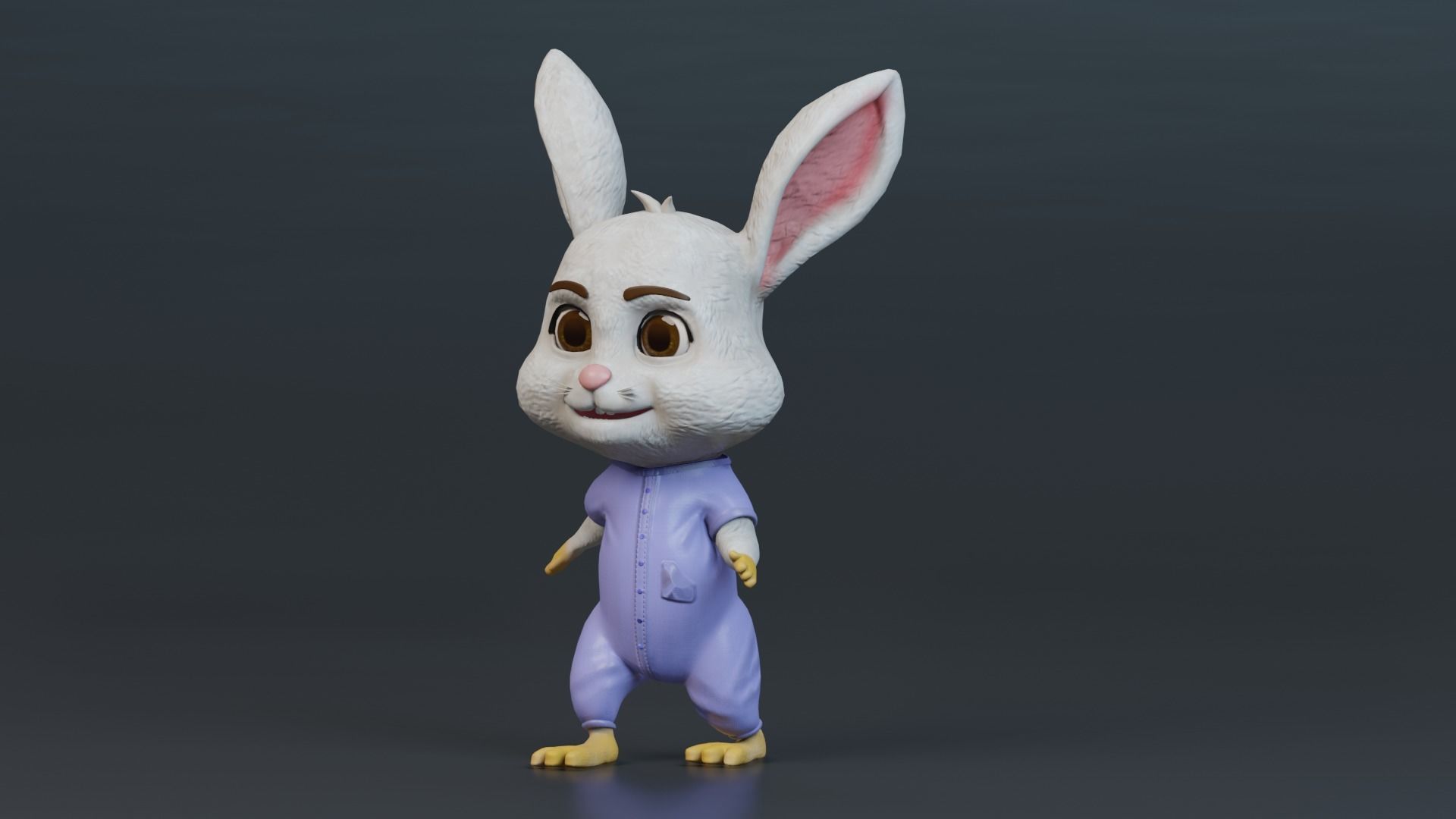 Cartoon Rabbit Rigged Low-poly 3D model_7