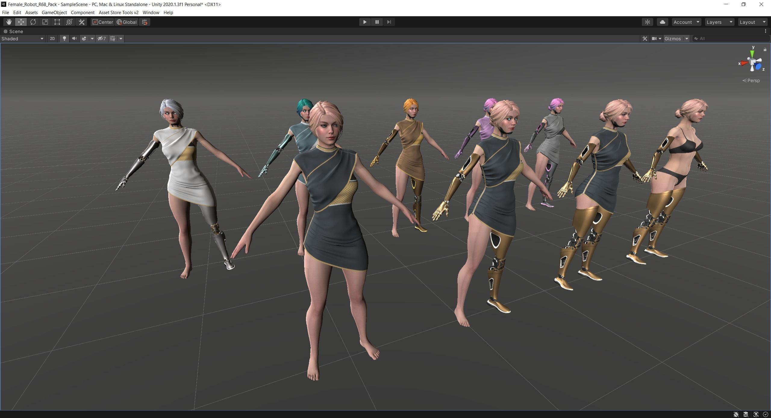 Cyber Girl R35 Pack Low-poly 3D model_22