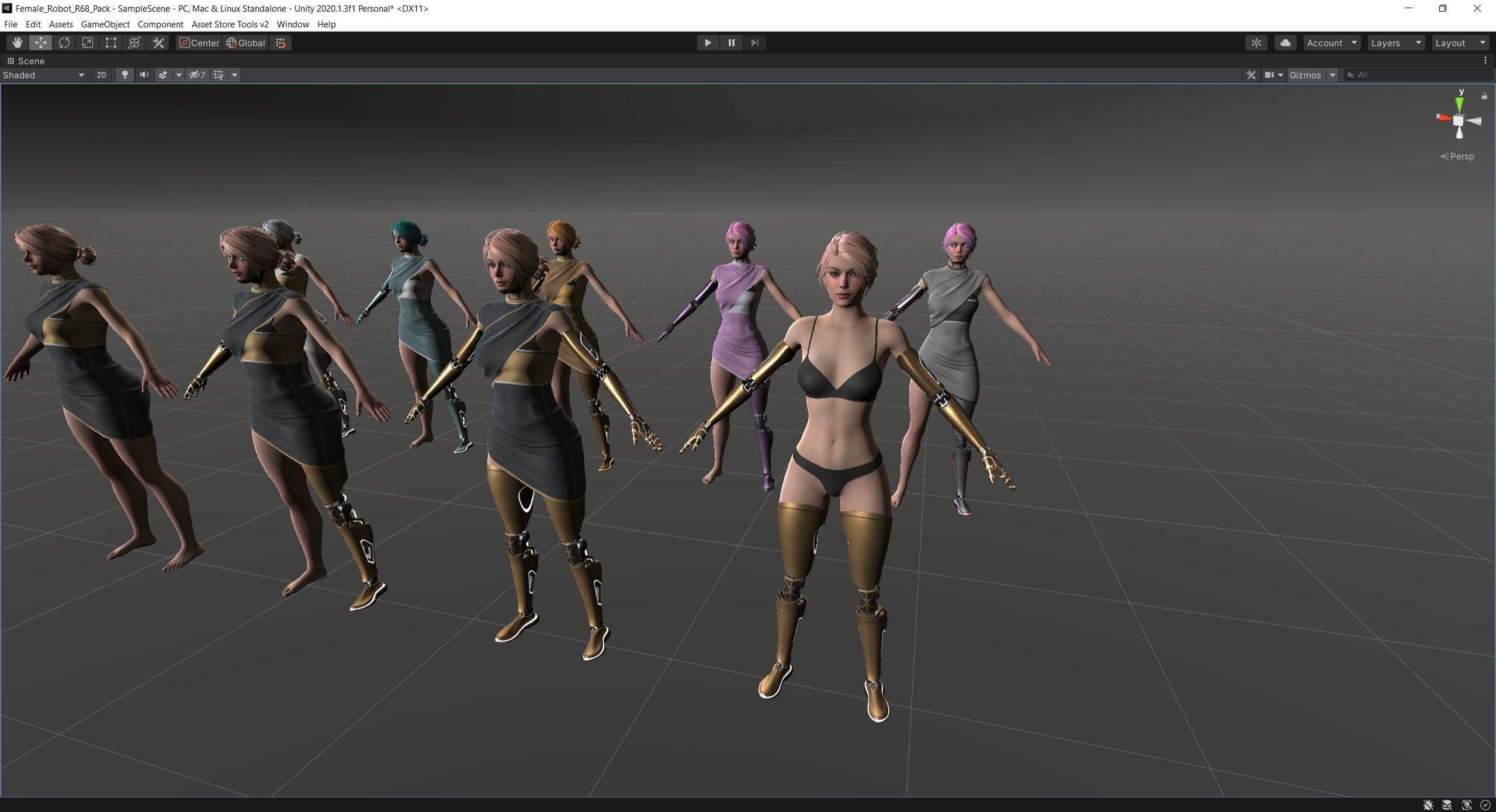 Cyber Girl R35 Pack Low-poly 3D model_23