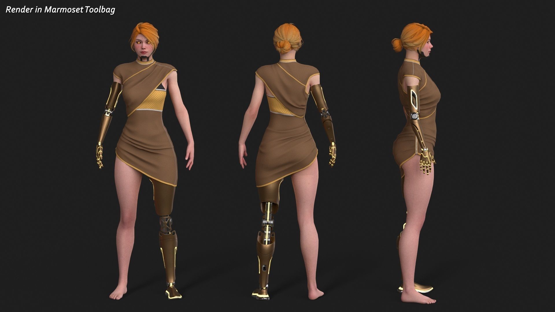 Cyber Girl R35 Pack Low-poly 3D model_10