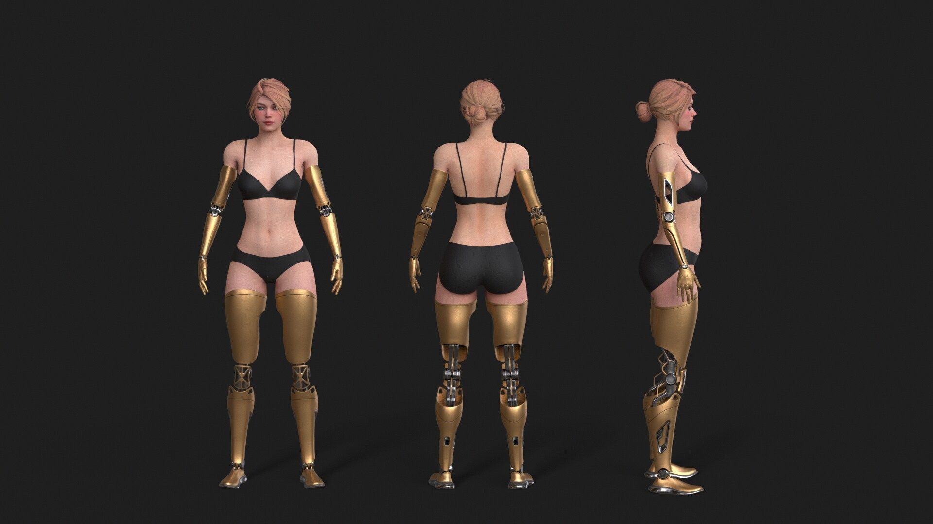 Cyber Girl R35 Pack Low-poly 3D model_6