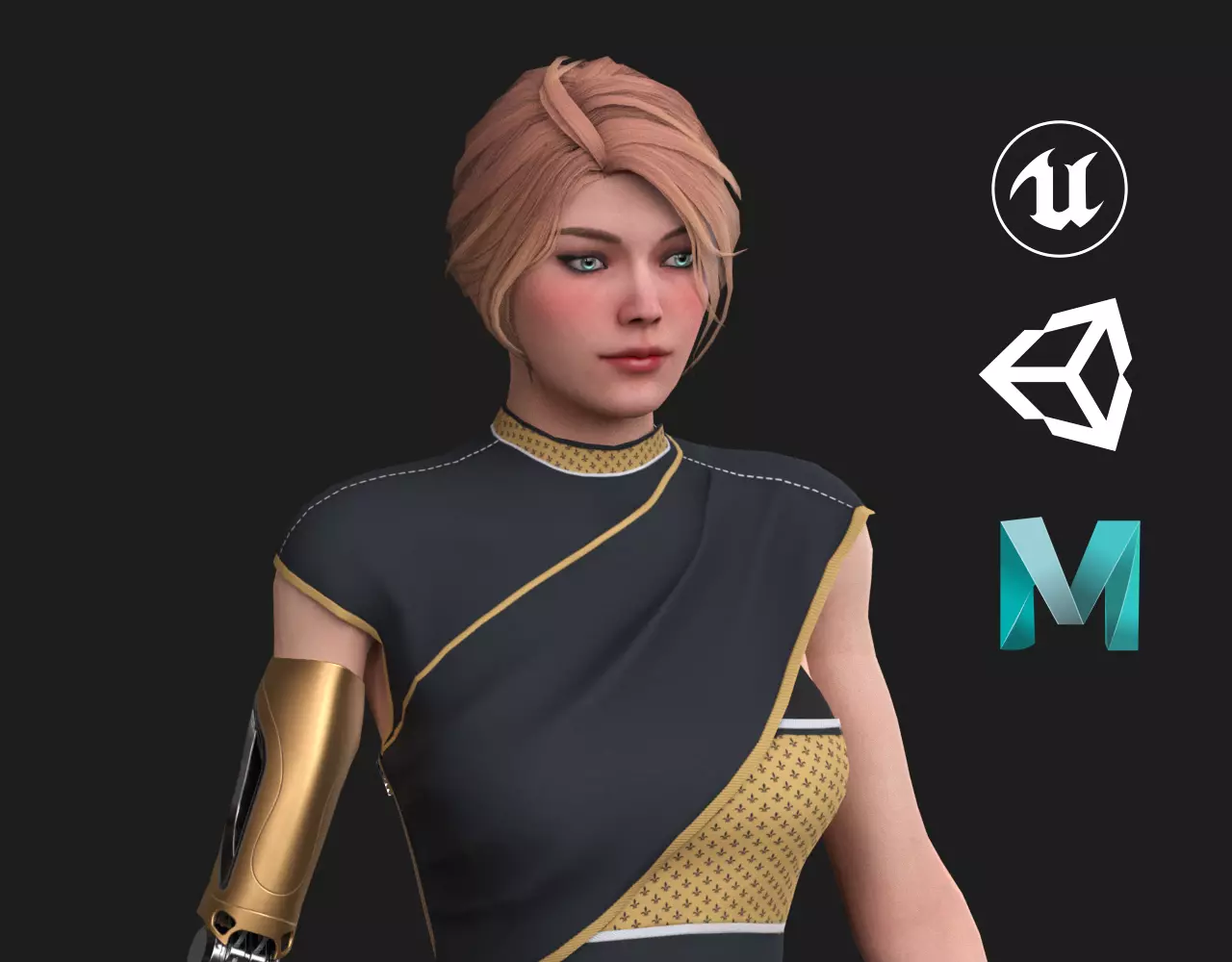 Cyber Girl R35 Pack Low-poly 3D model_0