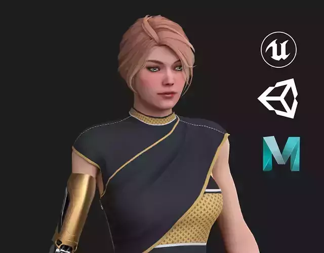 Cyber Girl R35 Pack Low-poly 3D model