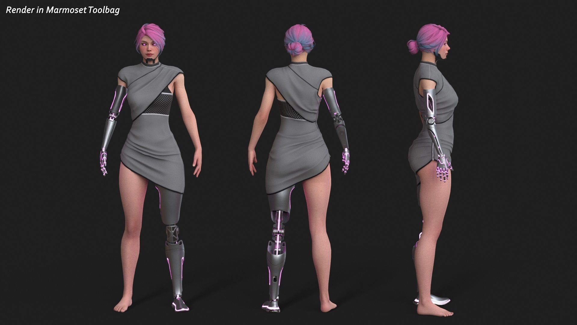 Cyber Girl R35 Pack Low-poly 3D model_12