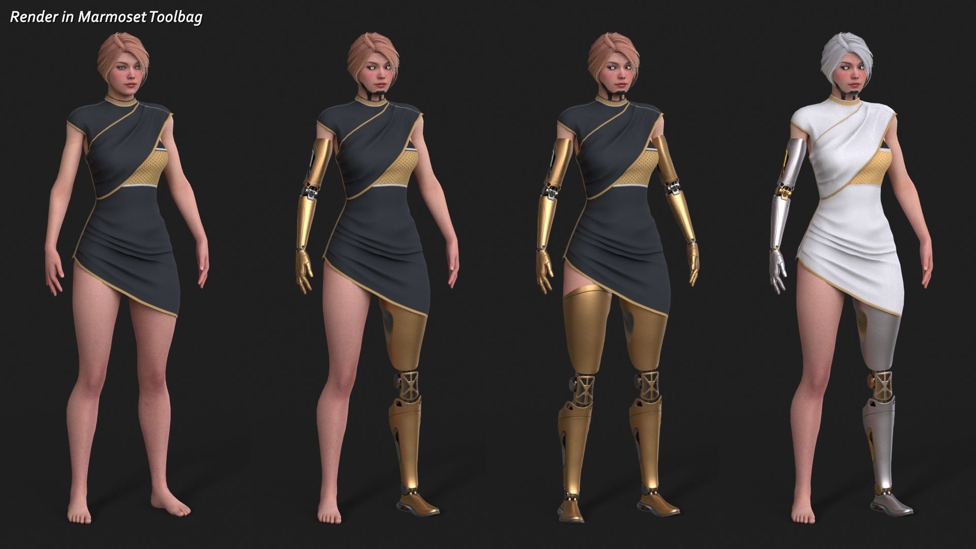 Cyber Girl R35 Pack Low-poly 3D model_3