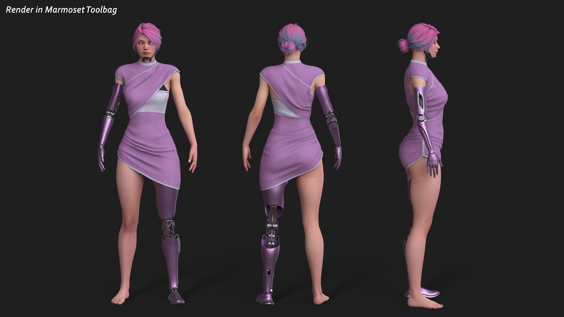 Cyber Girl R35 Pack Low-poly 3D model_11