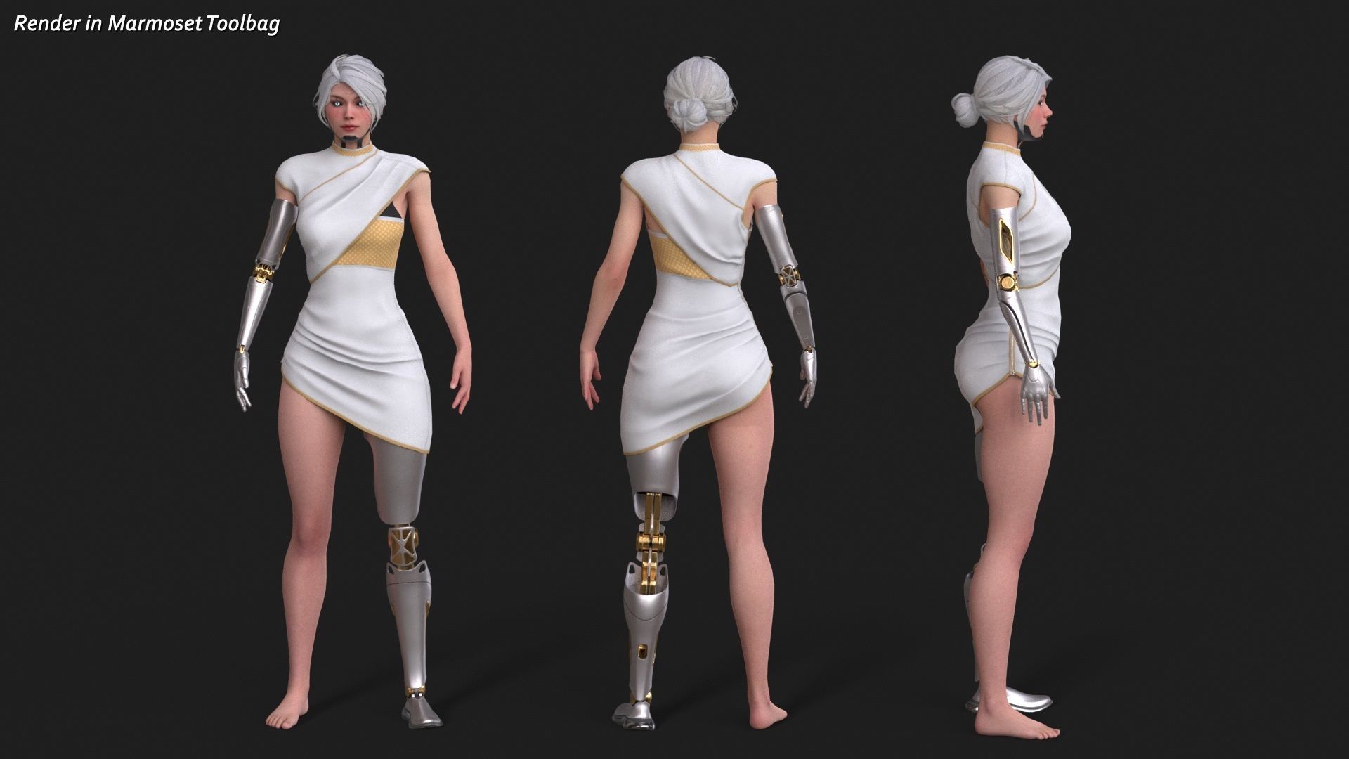 Cyber Girl R35 Pack Low-poly 3D model_8