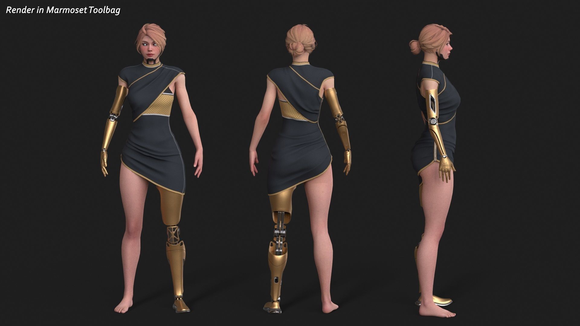 Cyber Girl R35 Pack Low-poly 3D model_7