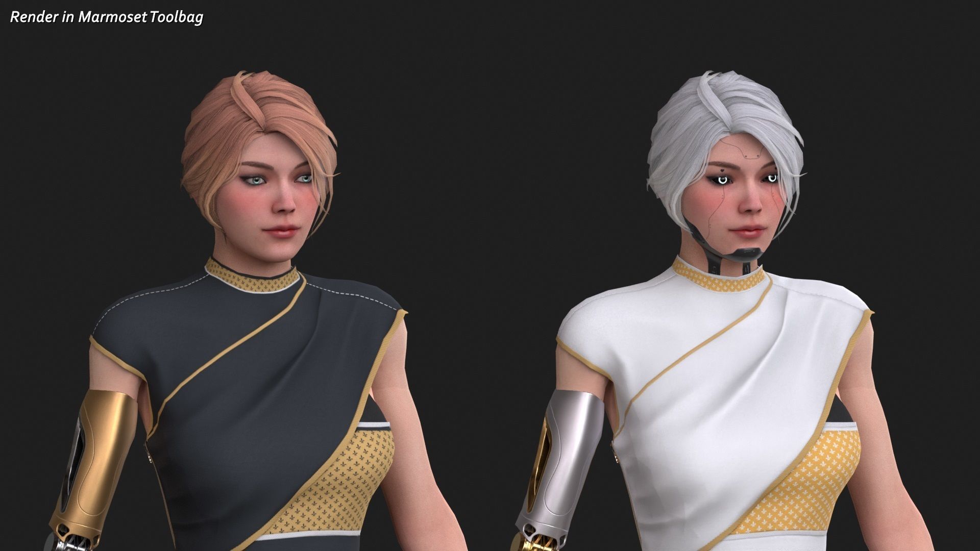 Cyber Girl R35 Pack Low-poly 3D model_5