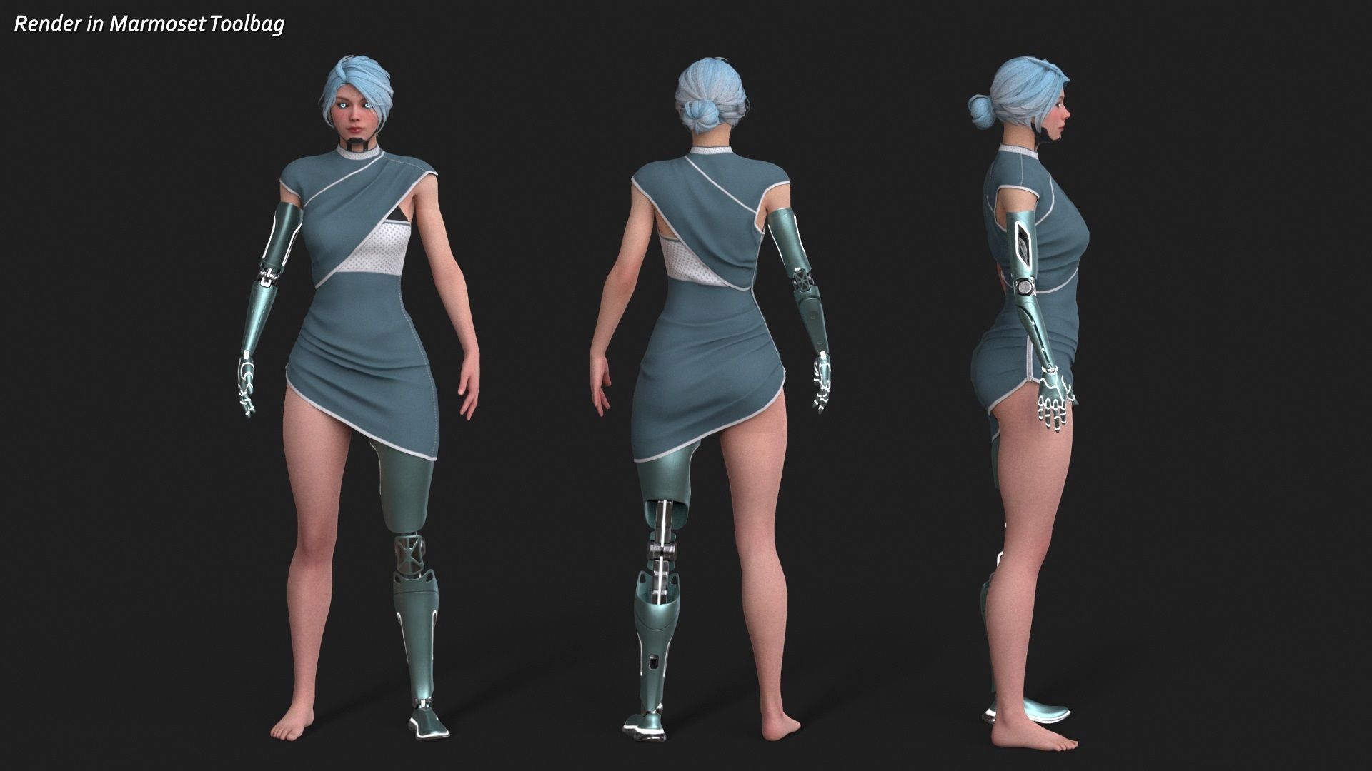 Cyber Girl R35 Pack Low-poly 3D model_9