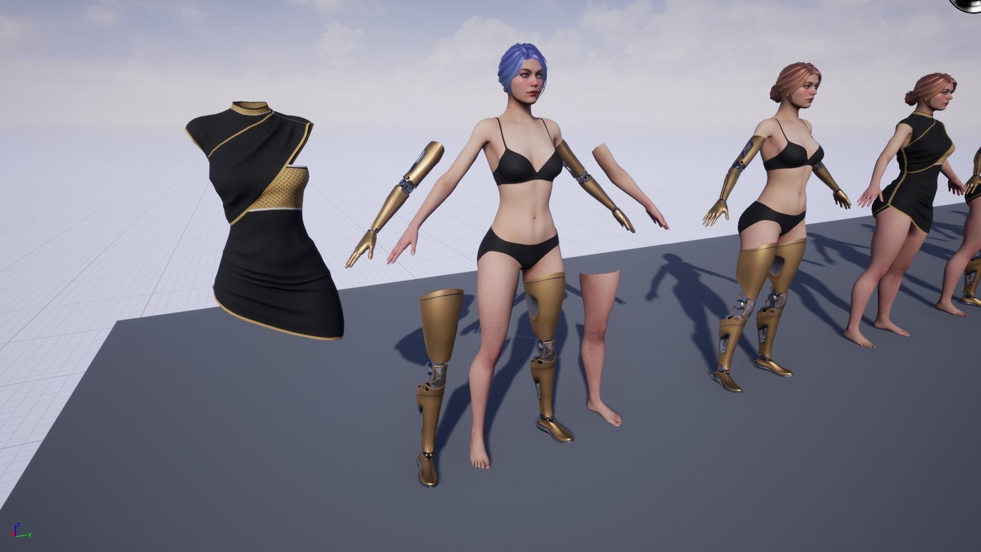Cyber Girl R35 Pack Low-poly 3D model_16