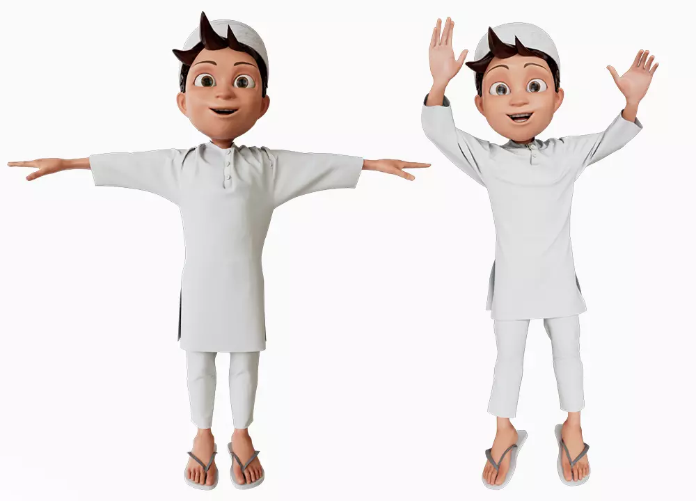 Muslim Kid Low-poly 3D model