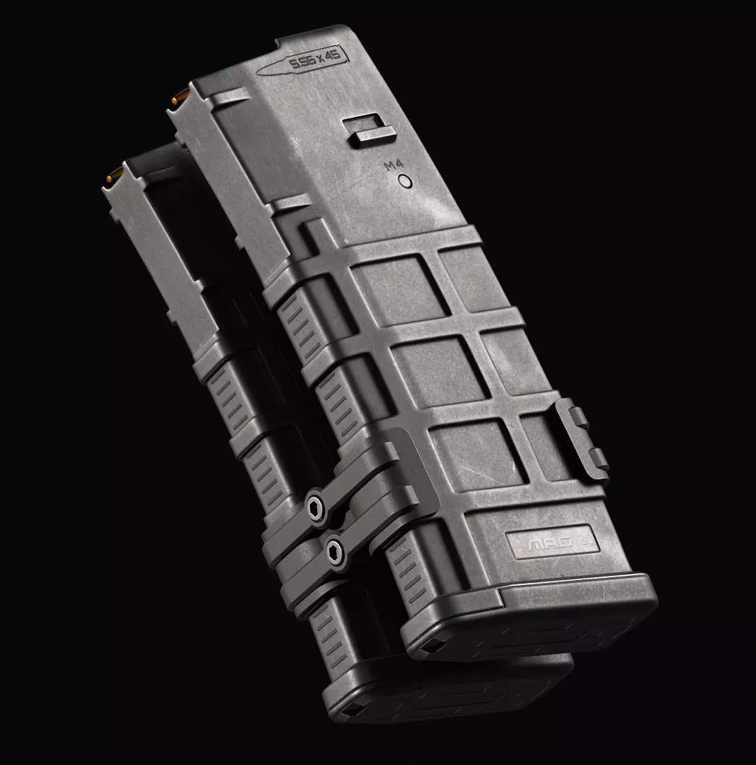 Double Magazine AR-15 Low-poly 3D model
