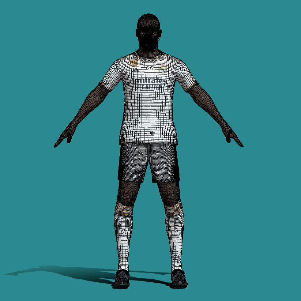 T-Pose Rigged Rudiger Real Madrid 23-24 3D model_4