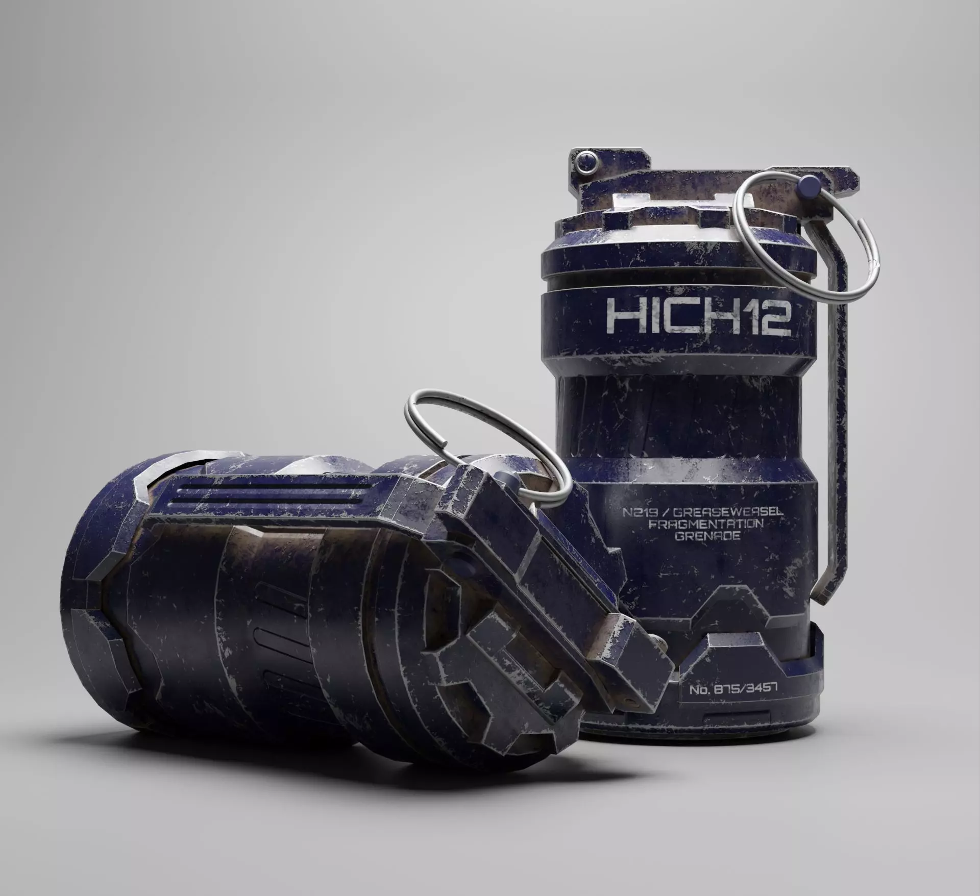 AAA Game Ready Grenade made in blender Low-poly 3D model_0