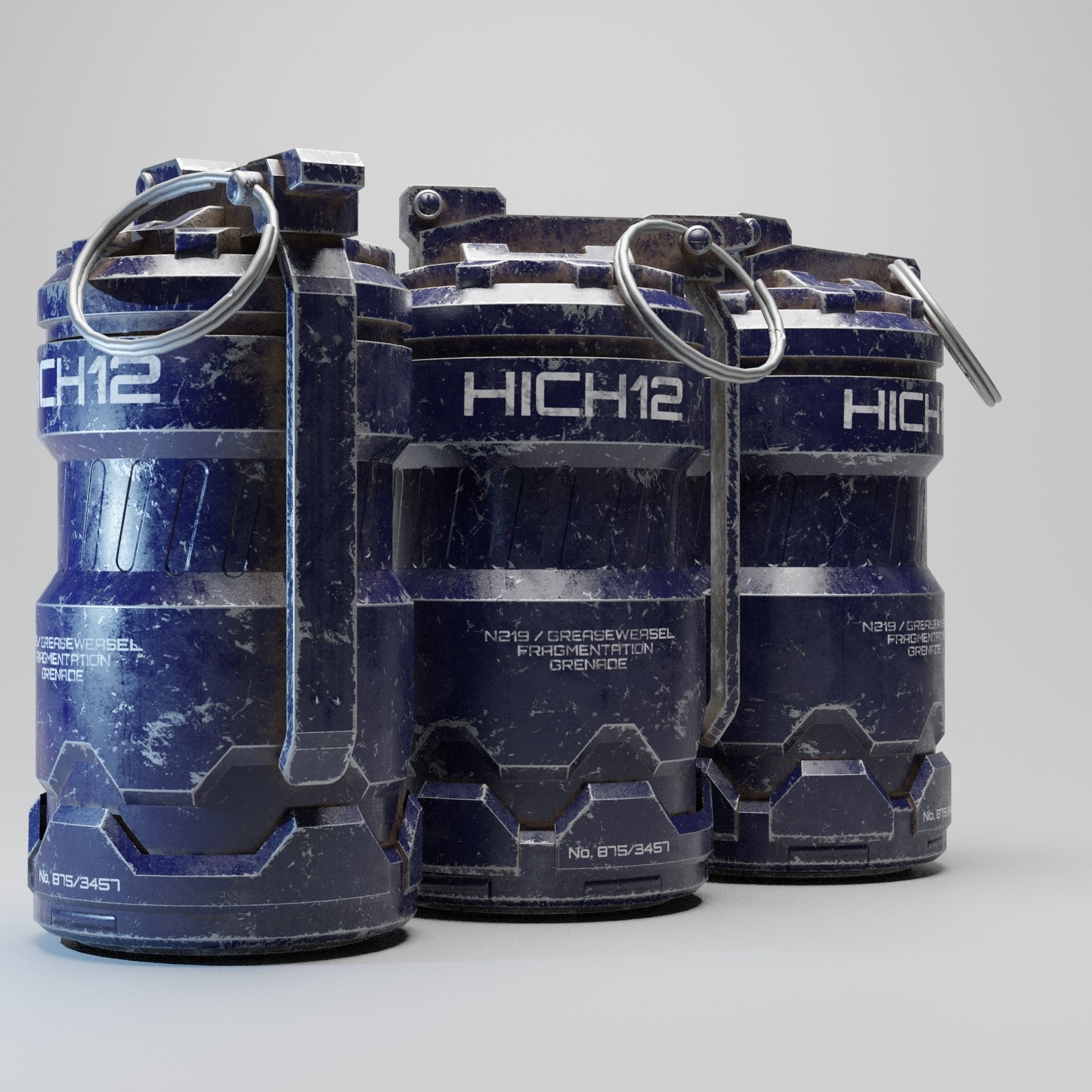 AAA Game Ready Grenade made in blender Low-poly 3D model_4