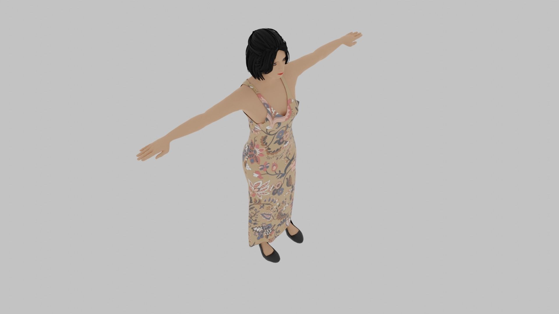 Woman  Low-poly 3D model_3