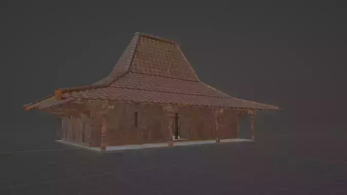 Rumah Joglo Javanese traditional house Low-poly 3D model