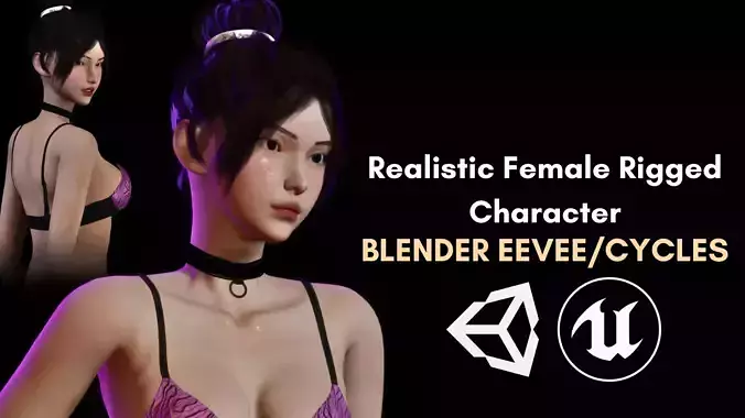 Realistic Female Character  - Game Ready Low-poly 3D model