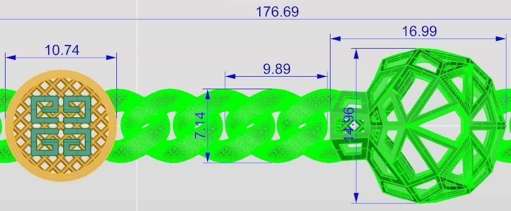 Direct casting tiger chain bracelet 3D model_1