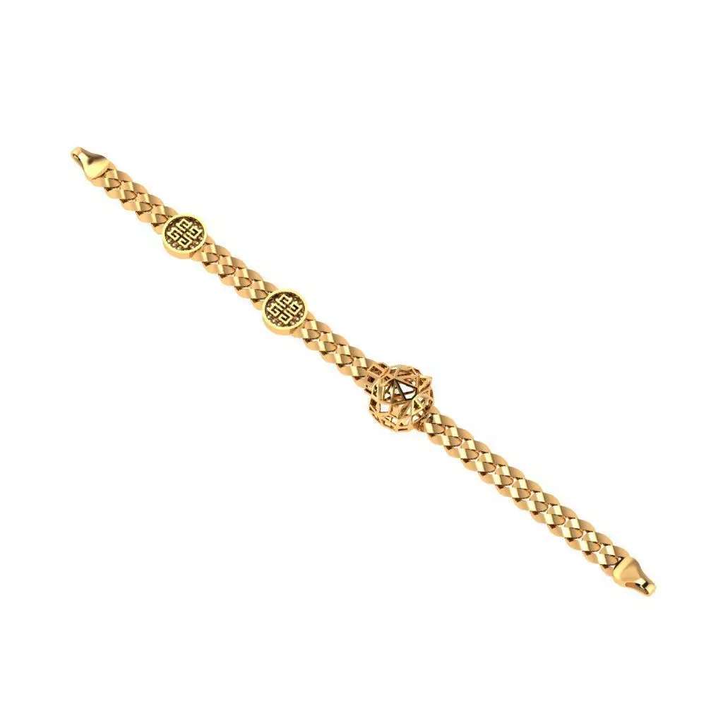 Direct casting tiger chain bracelet 3D model_0