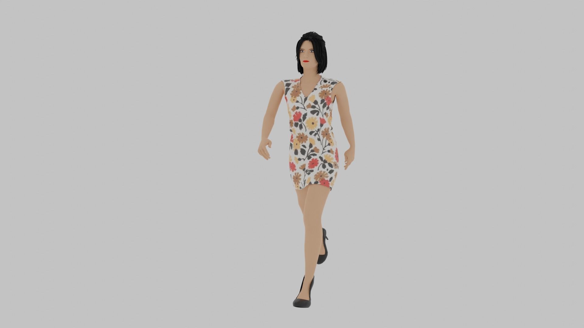 Woman Walking Animation Low-poly 3D model_5