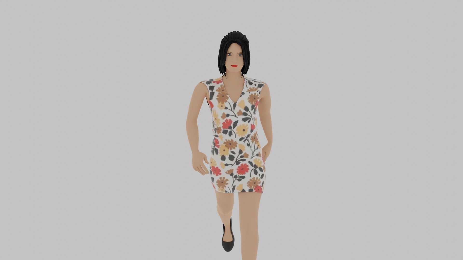 Woman Walking Animation Low-poly 3D model_2