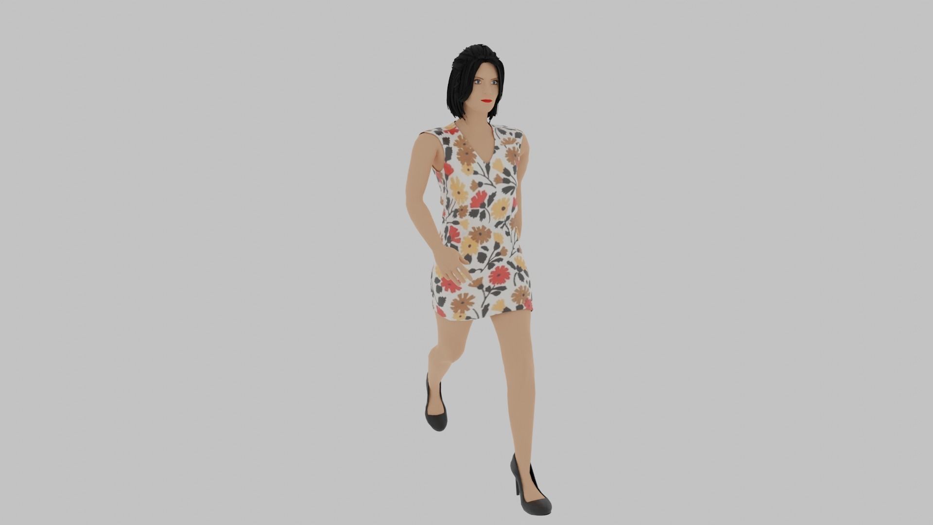 Woman Walking Animation Low-poly 3D model_1