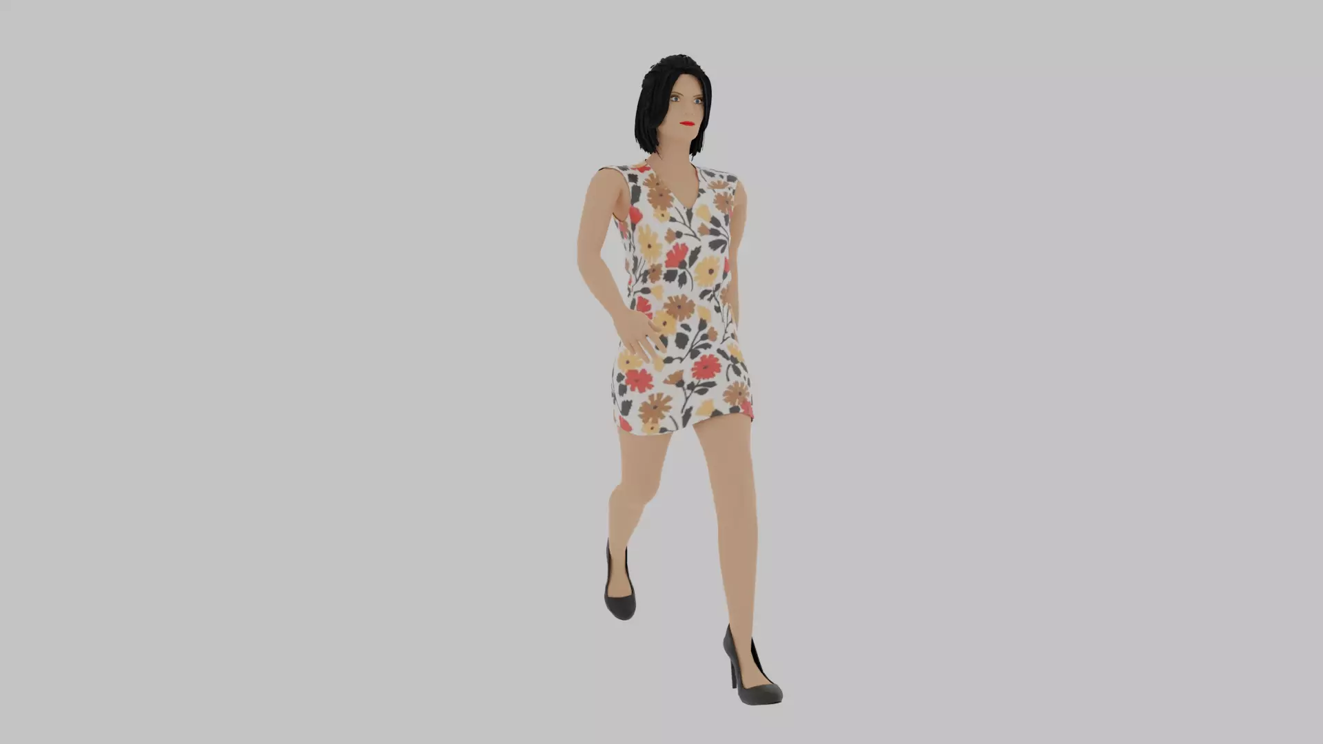 Woman Walking Animation Low-poly 3D model_0