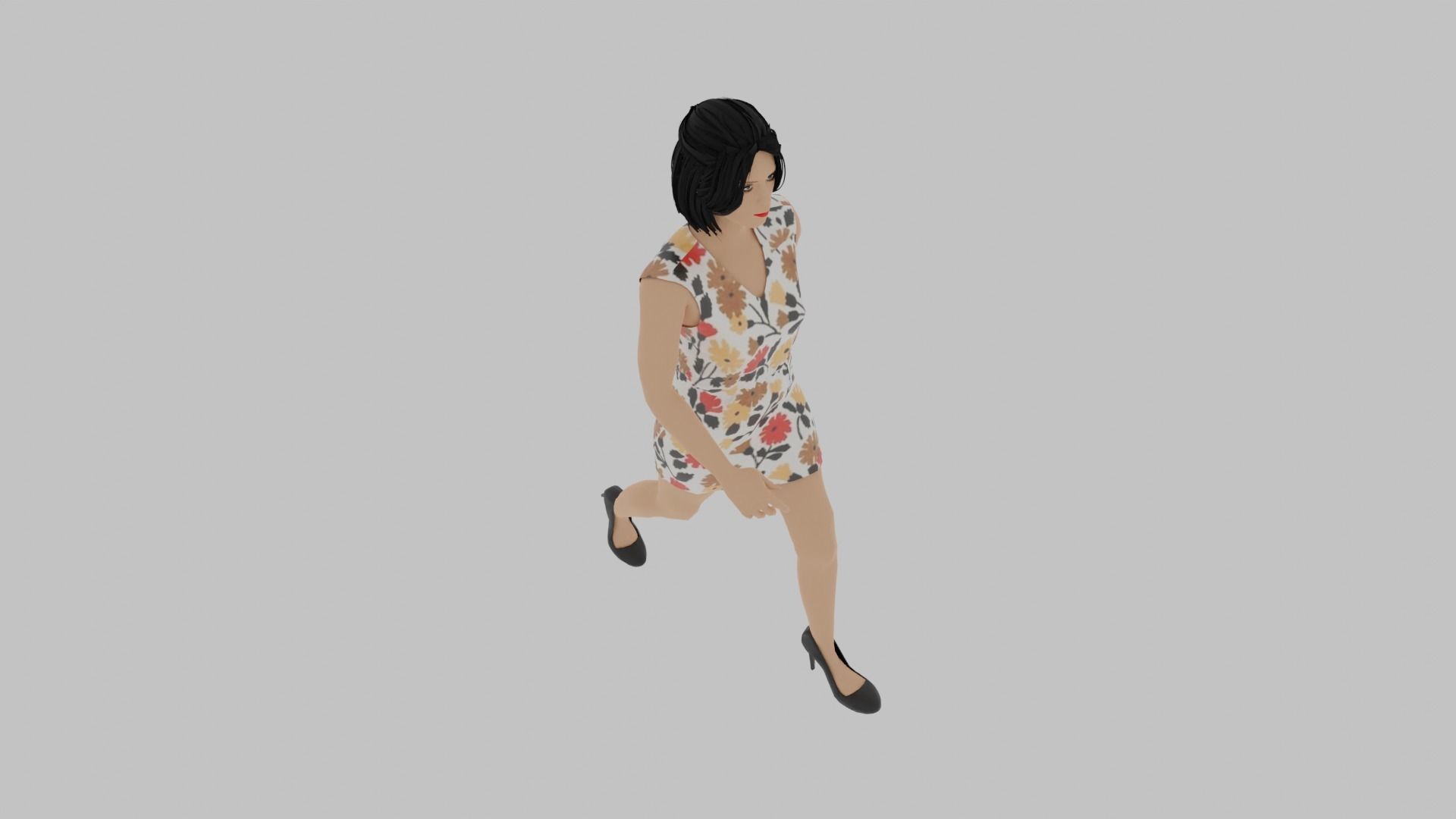 Woman Walking Animation Low-poly 3D model_4