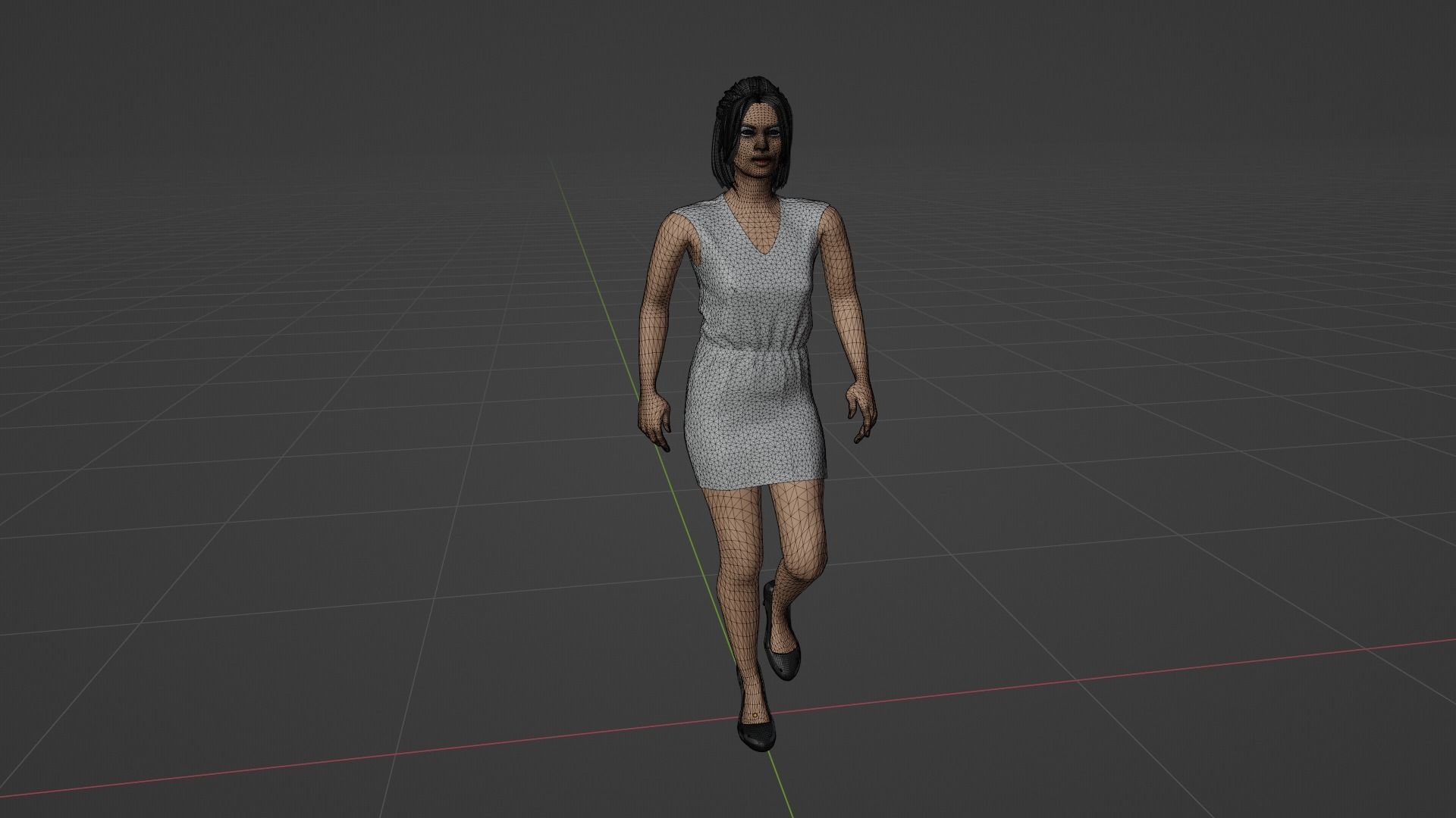 Woman Walking Animation Low-poly 3D model_8