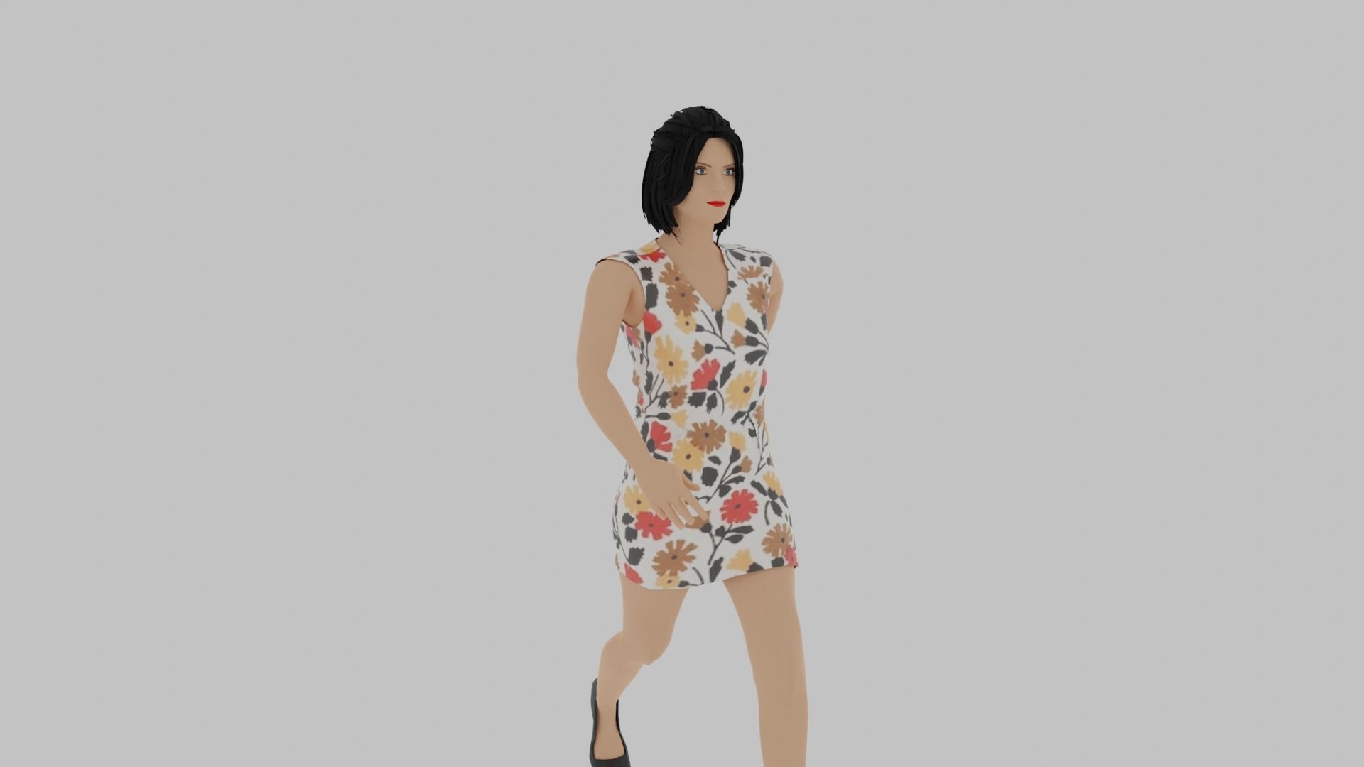 Woman Walking Animation Low-poly 3D model_7