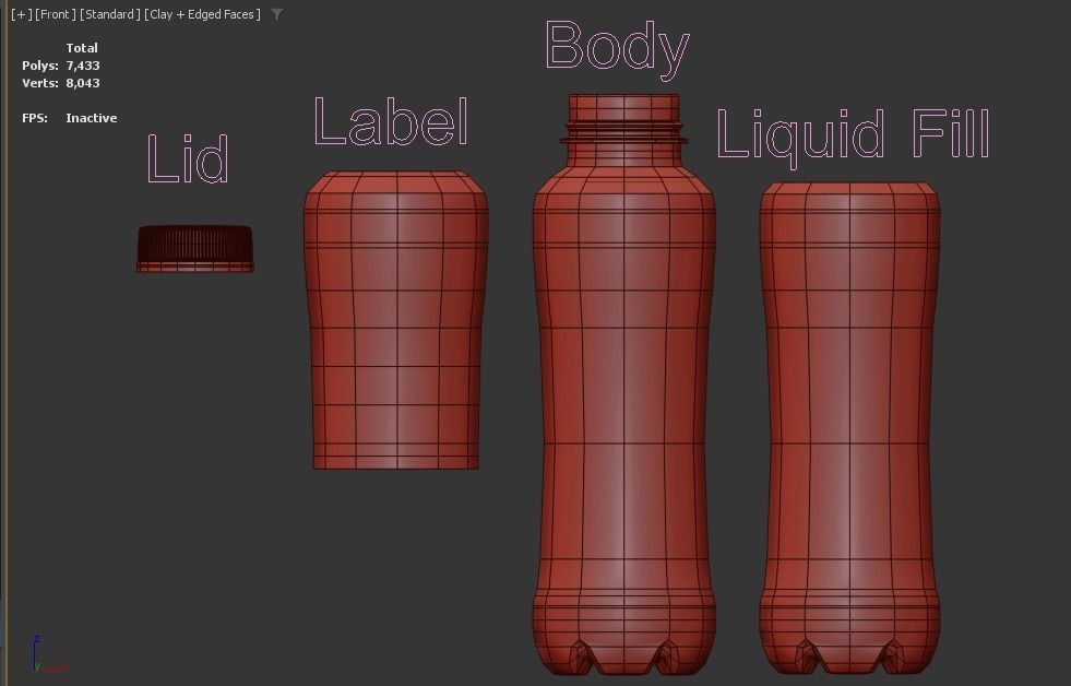 Aquarius bottle 400ml Low-poly 3D model_2
