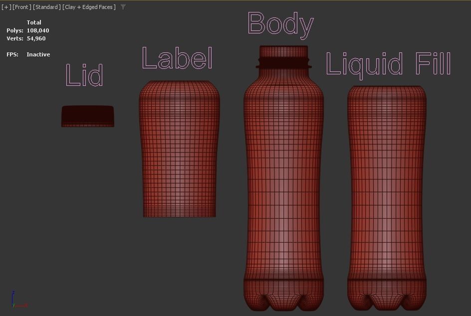 Aquarius bottle 400ml Low-poly 3D model_1