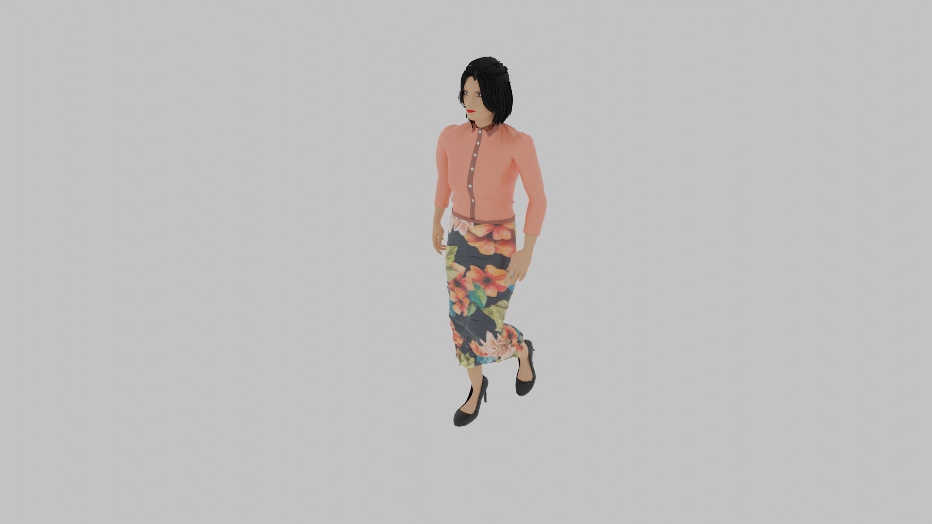 Woman Walking Animation Low-poly 3D model_2