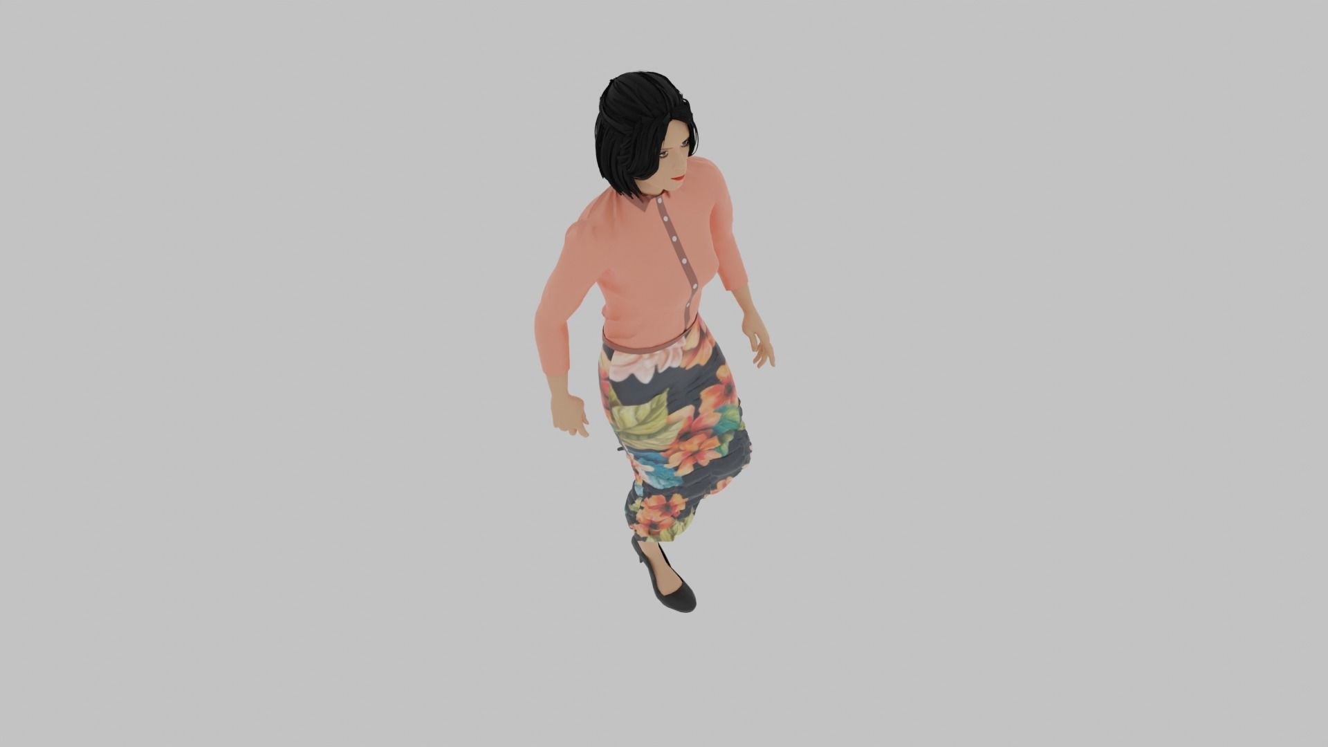 Woman Walking Animation Low-poly 3D model_3