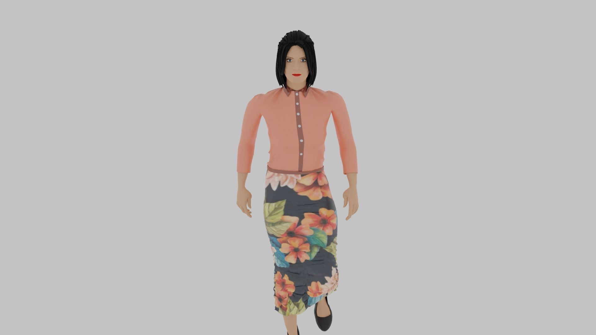 Woman Walking Animation Low-poly 3D model_1