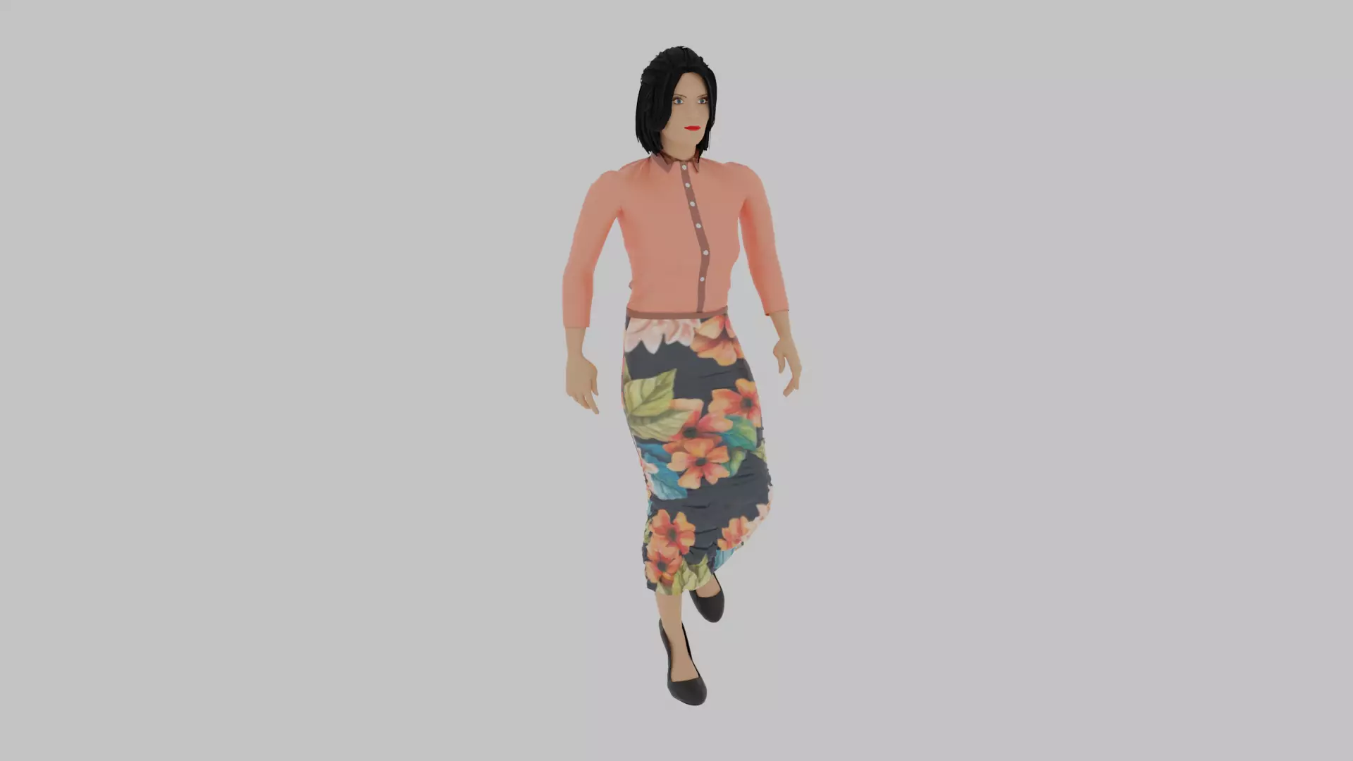 Woman Walking Animation Low-poly 3D model_0