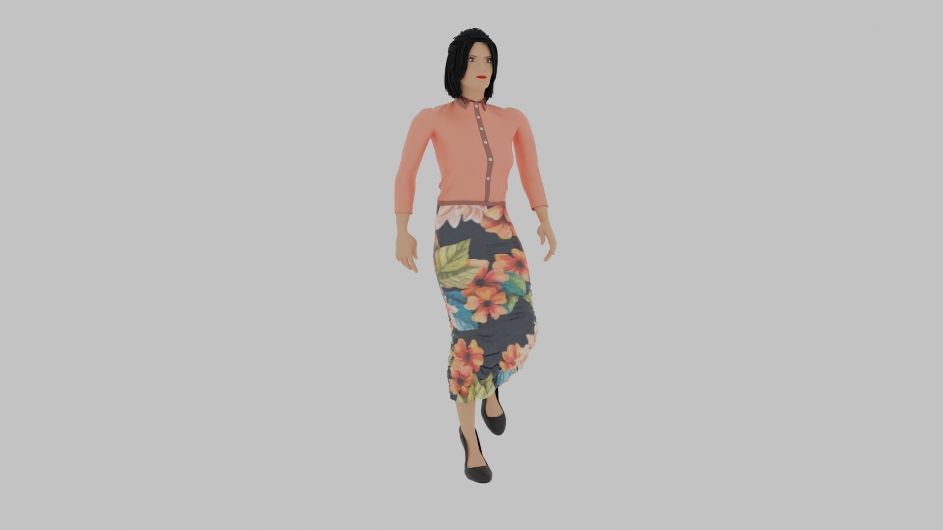 Woman Walking Animation Low-poly 3D model_4
