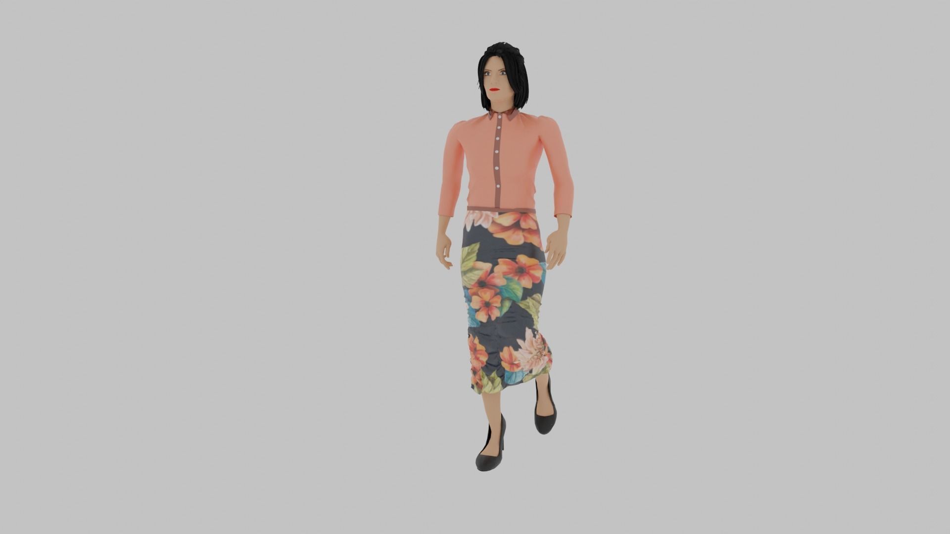 Woman Walking Animation Low-poly 3D model_5