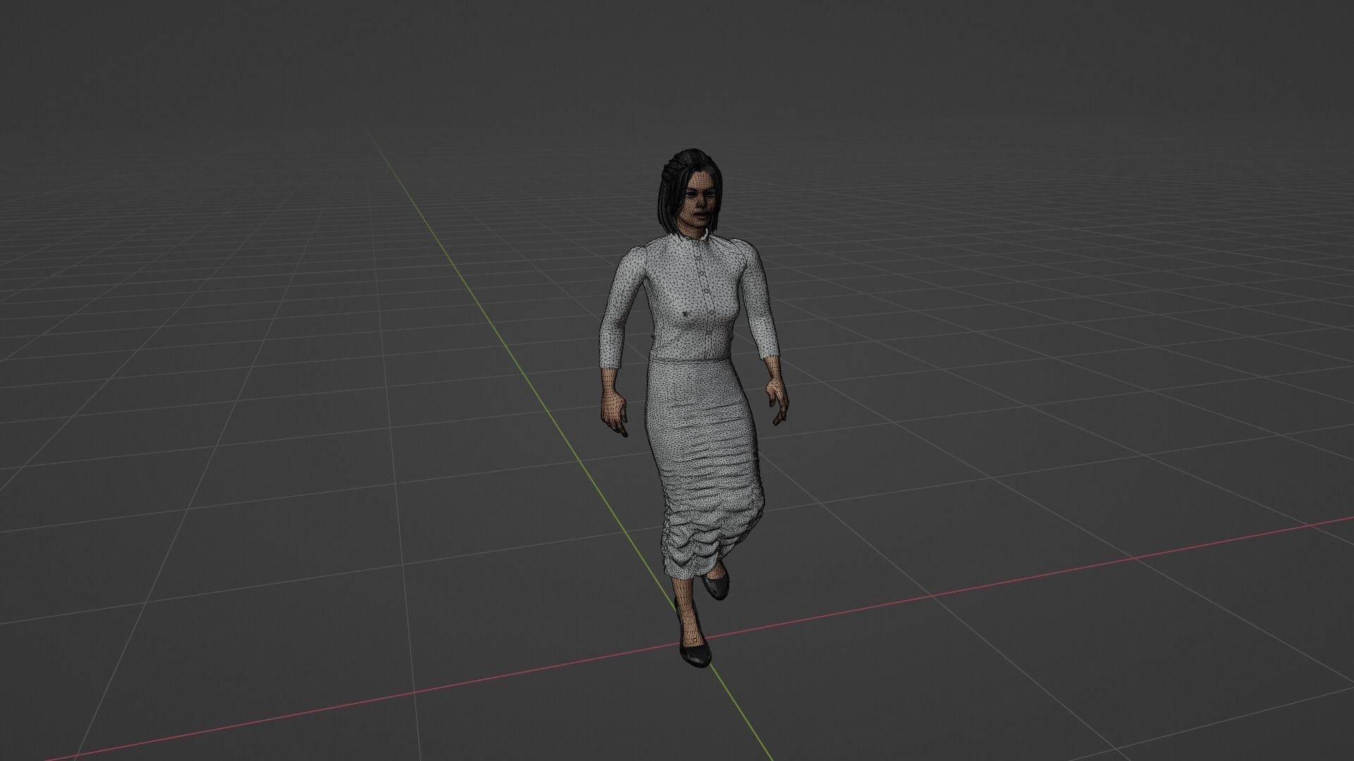 Woman Walking Animation Low-poly 3D model_8