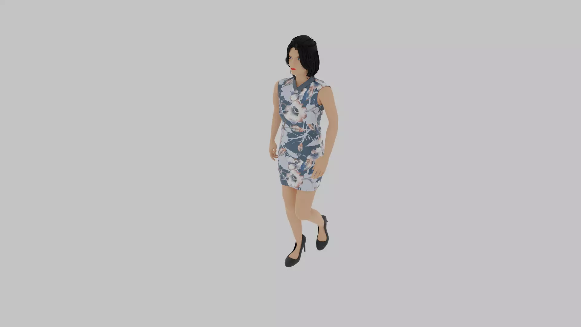 Woman Walking Animation Low-poly 3D model_0
