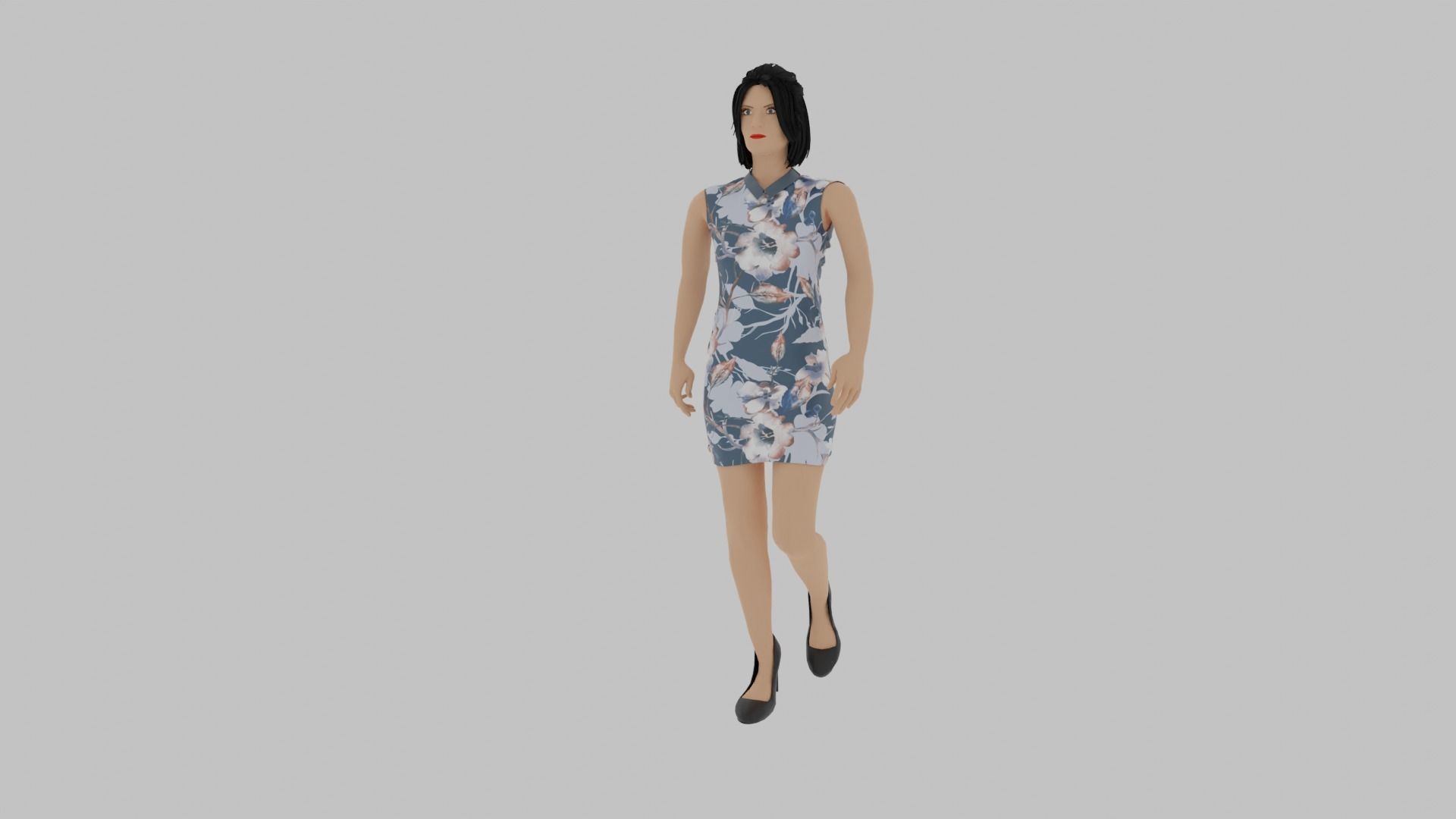 Woman Walking Animation Low-poly 3D model_5