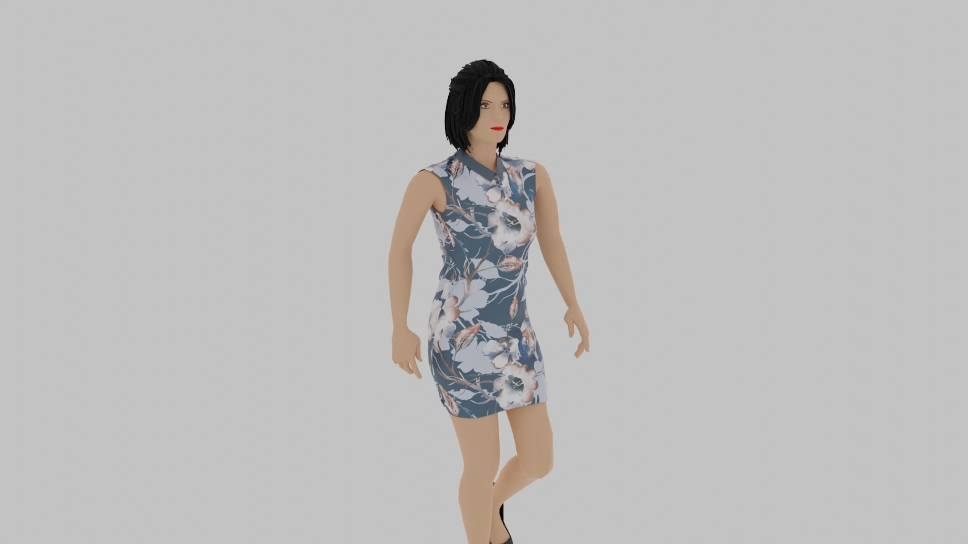 Woman Walking Animation Low-poly 3D model_7