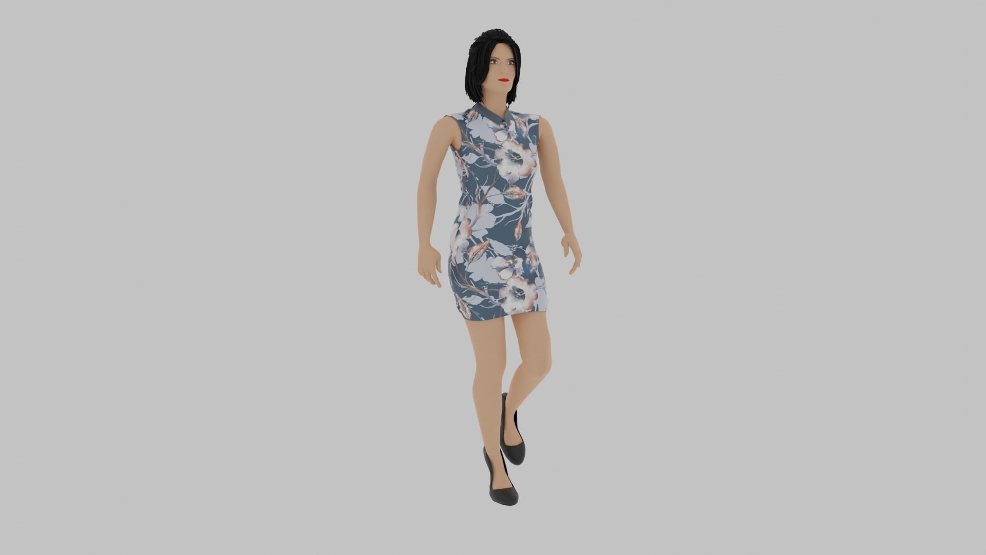 Woman Walking Animation Low-poly 3D model_4