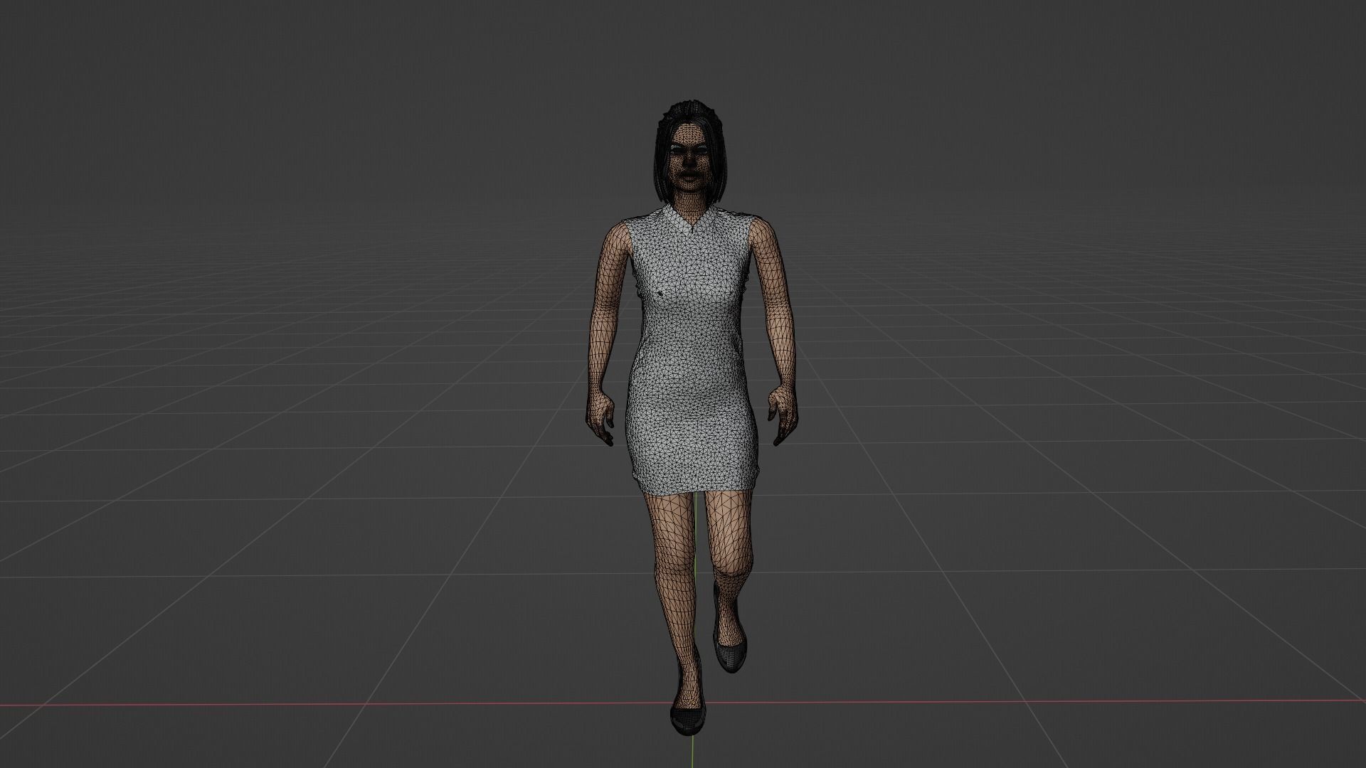Woman Walking Animation Low-poly 3D model_8