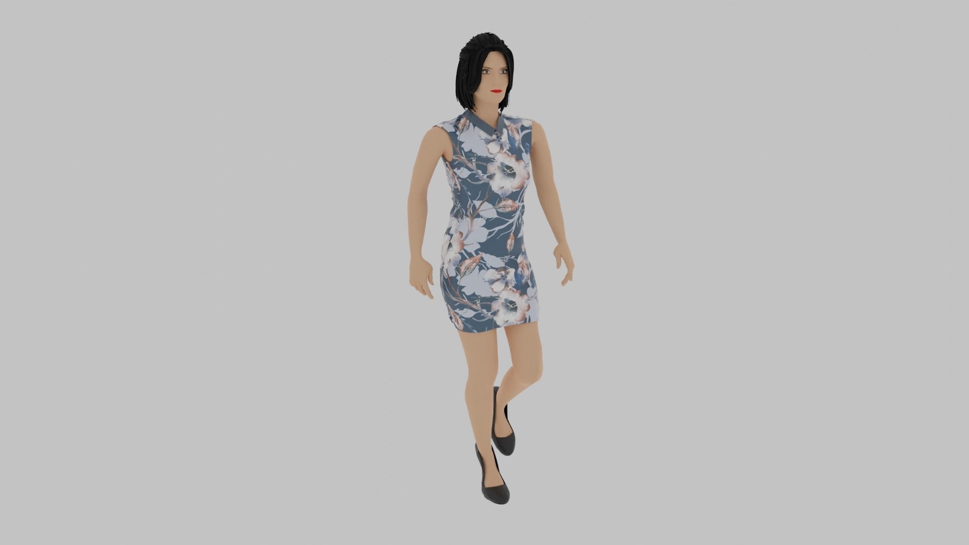 Woman Walking Animation Low-poly 3D model_1