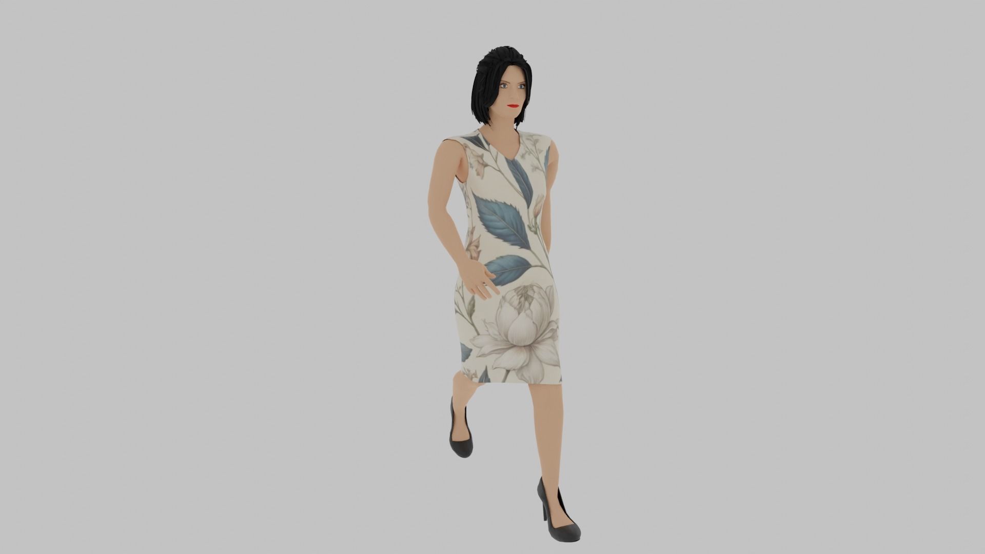 Woman Walking Animation Low-poly 3D model_1
