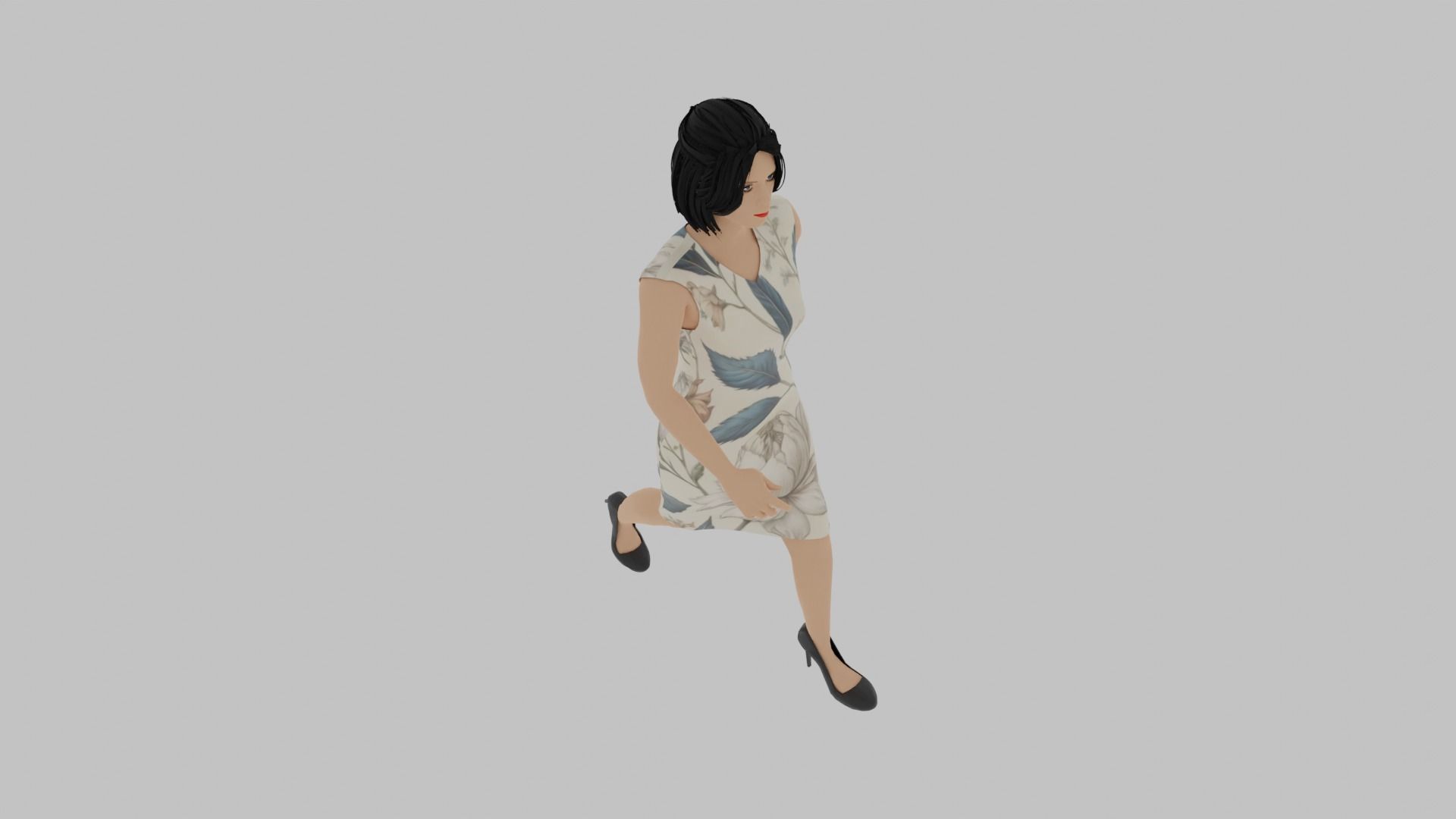 Woman Walking Animation Low-poly 3D model_4