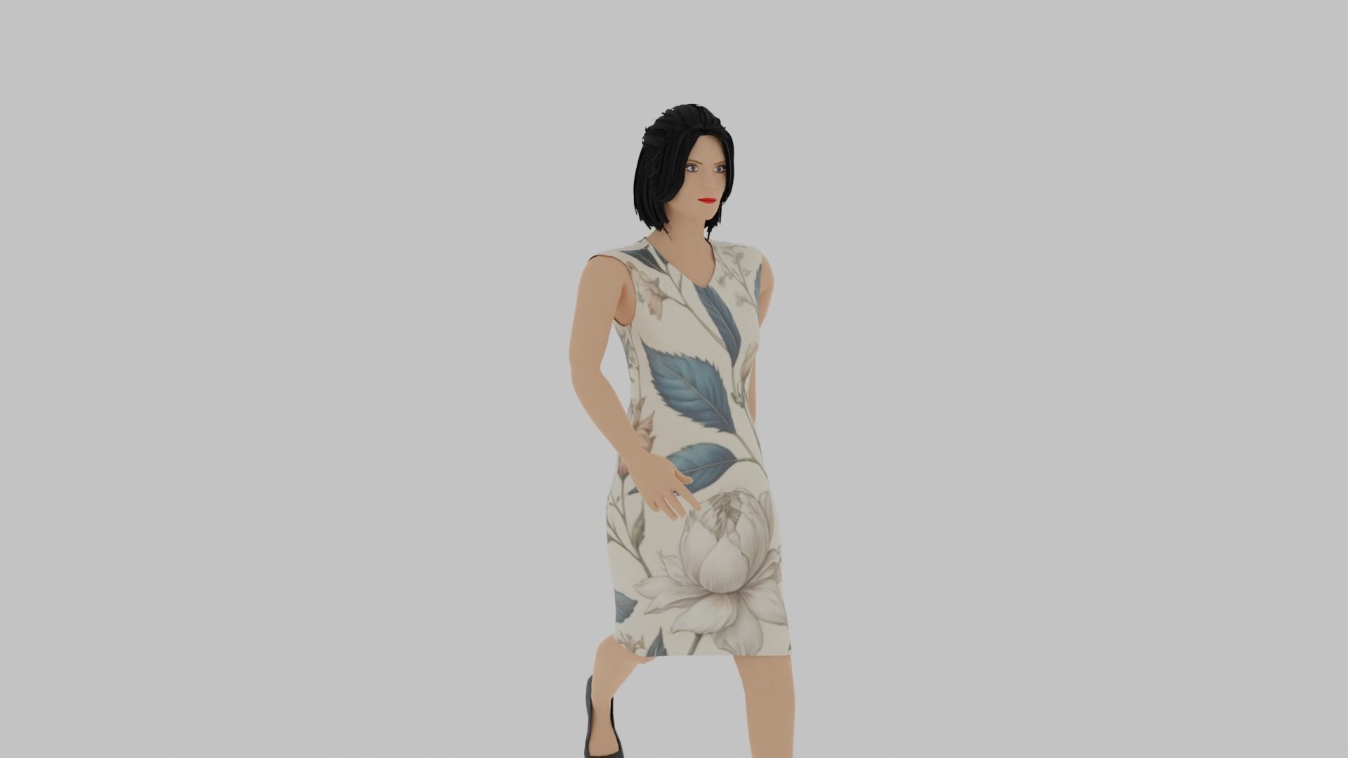 Woman Walking Animation Low-poly 3D model_7